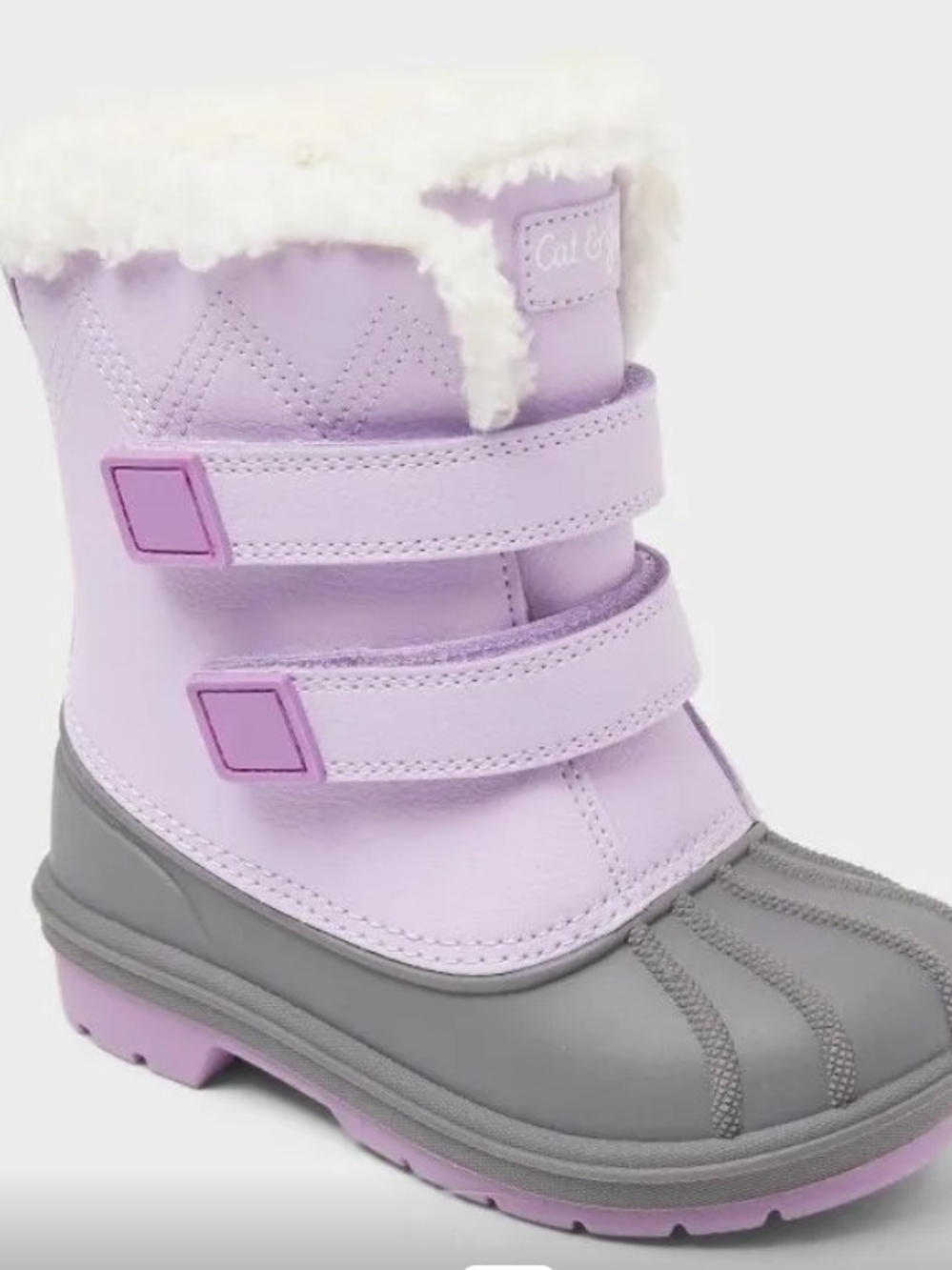 Cat & Jack Lilac and Gray Kids Winter Snowc B Snow Boots with Faux-Fur Cuff Se